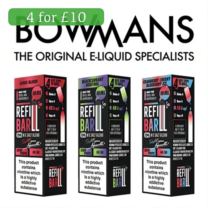 Bowmans Refill Bar 10ml Nic Salts - Oxford Vapours - Begin Your Vaping Journey With Oxford Vapours