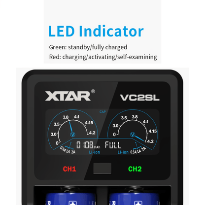 Xtar VC2SL Charger - Oxford Vapours - Begin Your Vaping Journey With Oxford Vapours
