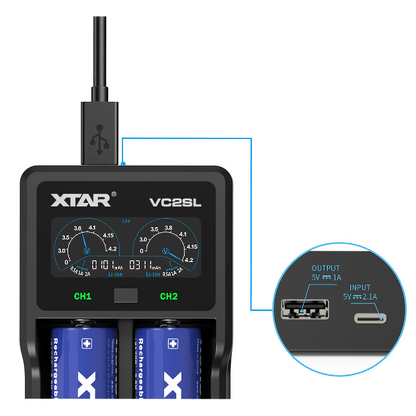 Xtar VC2SL Charger - Oxford Vapours - Begin Your Vaping Journey With Oxford Vapours